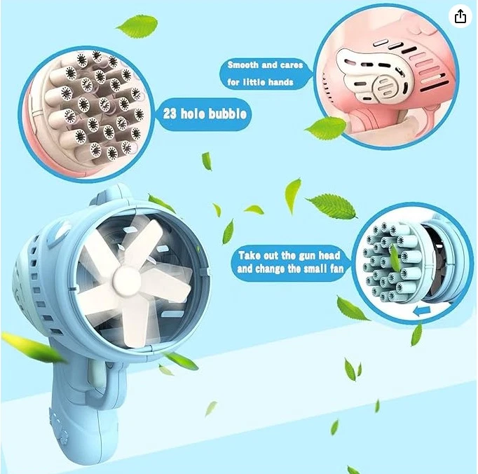 Máquina Pistolas de Burbujas, 23 Agujeros Burbujas Blaster con 2 Solución de Recarga Rosa Foto 2 de 4