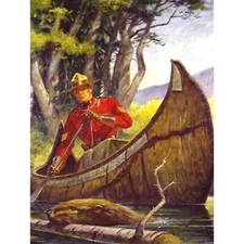 PAINTING MOUNTIE BEAVER CANOE CANADA FRIBERG FINE ART PRINT POSTER 30x40cm CC743