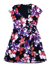 Lauren Ralph Lauren LRL Floral Stretch Jersey Surplice Dress Purple Womens 12