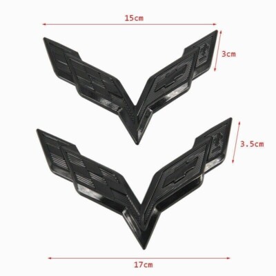 Corvette Emblem Front & Rear Gloss Black Cross Flags Emblems For - Foto 6