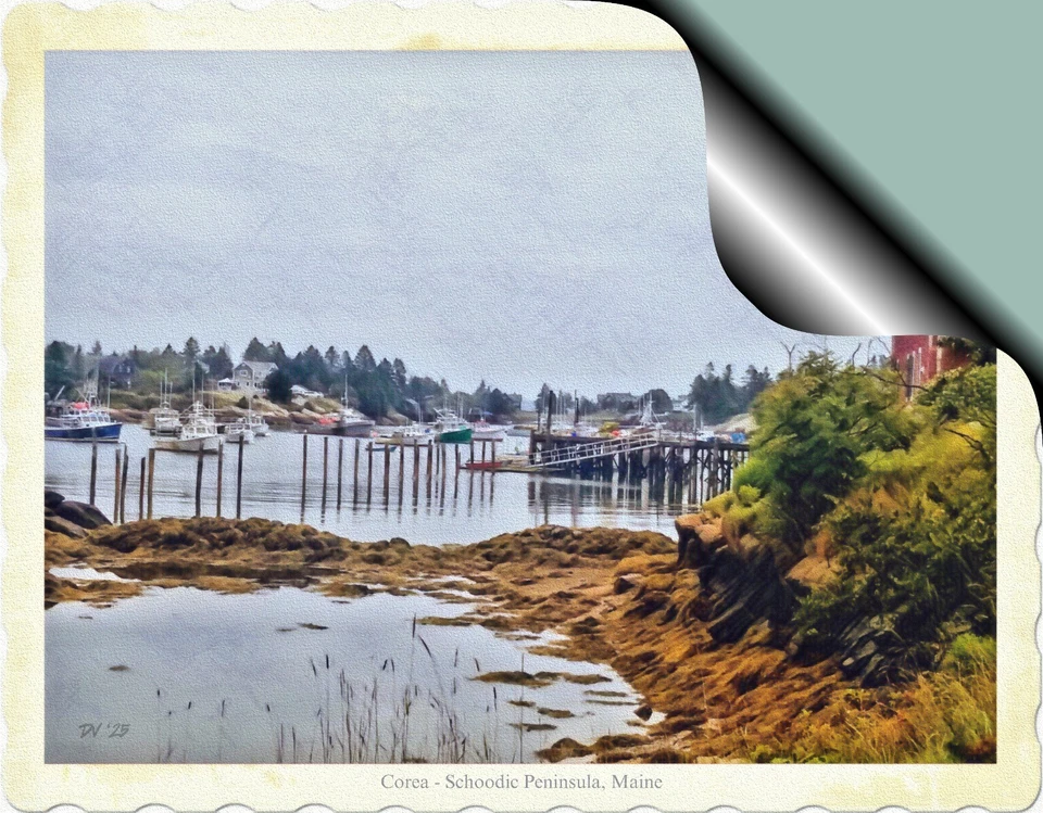 Framed Museum-Quality Pen & Ink Art Print of Corea, Maine - Schoodic Peninsula - Image 2 of 4