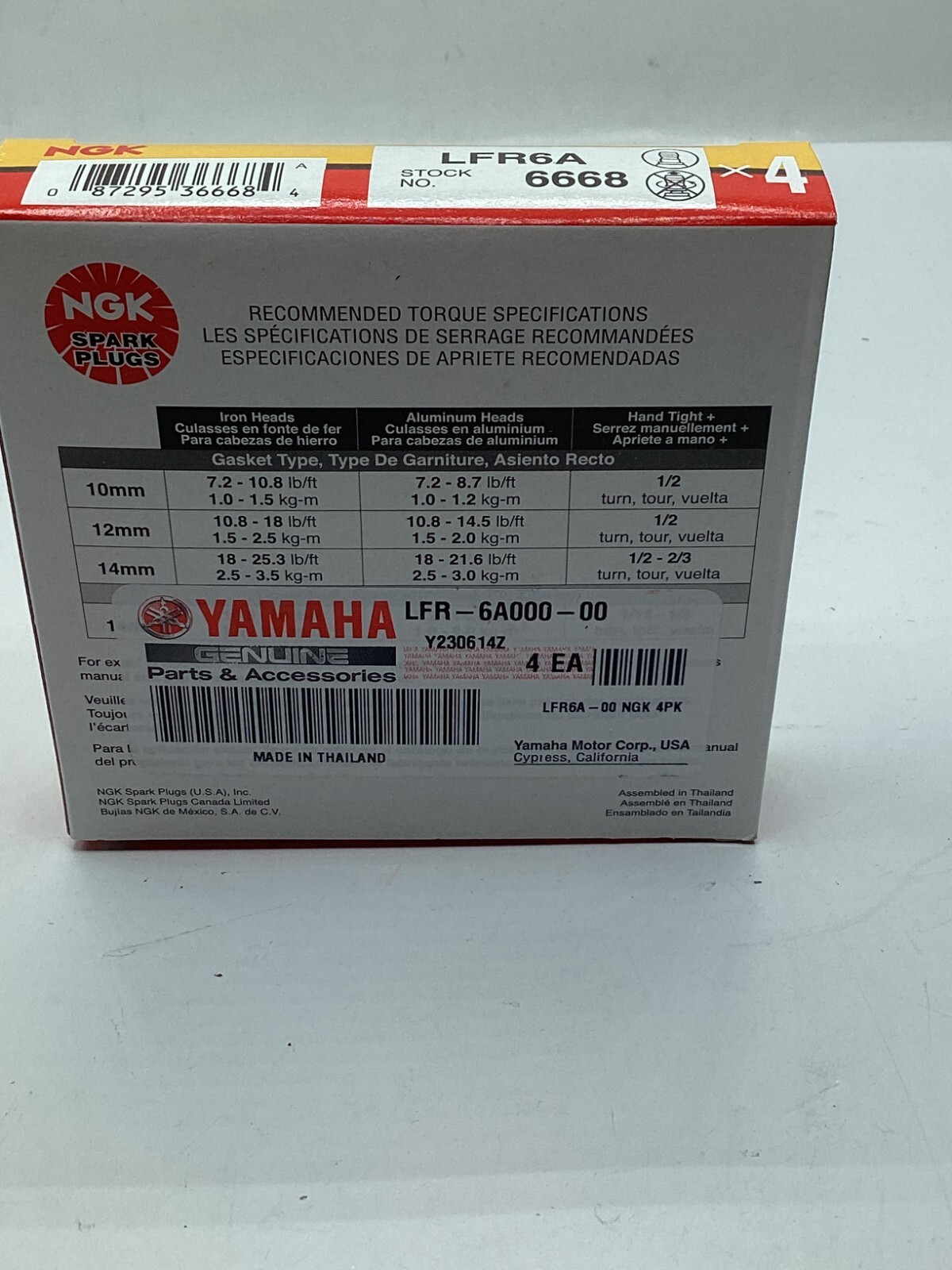BOX OF 4 NGK LFR6A 6668 Spark Plug Genuine fits YAMAHA Watercraft eBay