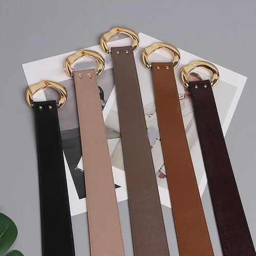 Cinturón corsé de cuero de vaca para mujer con hebilla de doble punta cintura ancha decorativo - Imagen 10 de 27