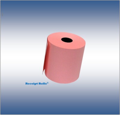 3'' x 165' 1-Ply Pink Bond Cash Register Receipt POS Paper Rolls - 50 Rolls/cs.