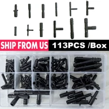 113PCS Nylon Car Hose Connectors Kit Multi-Size Automotive Vacuum Line Fittings 