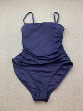 La Blanca Island Goddess One Piece Swimsuit Womens Size 12 Indigo Blue Silky