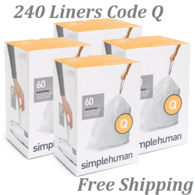 simplehuman Code Q Custom Fit Liners, Trash Bags, 50-65 Liter / 13-17 Gallon,240