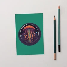 "Cosmic Jellyfish" Postcard Space Medusa Psychedelic Galactic Sea Cnidarian