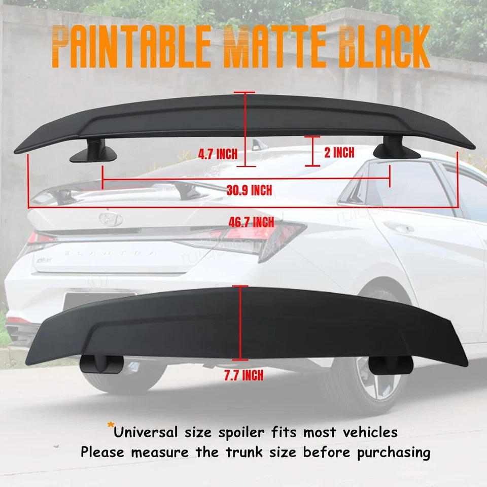 46" Matte Black Rear Trunk Spoiler Racing Wing Lip For Audi TT TTS TTRS Coupe - Image 4 of 4