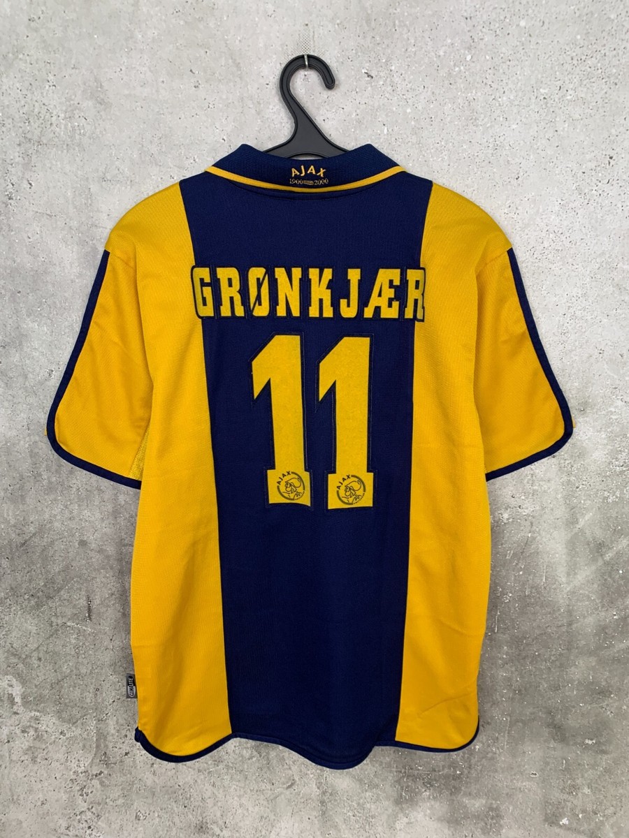 AJAX AMSTERDAM 2000 2001 AWAY FOOTBALL SHIRT #11 GRONKJAER ADIDAS