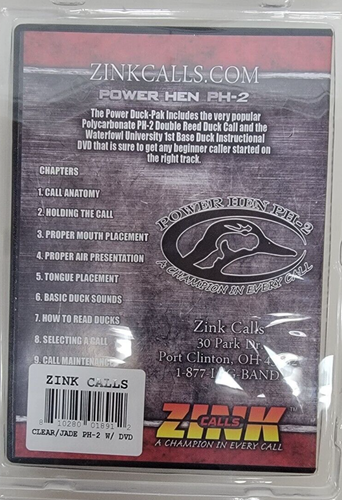 Zink PH-2 Power Hen Polycarbonate Duck Call Double Reed W/ DVD CLEAR/JADE - Picture 2 of 2