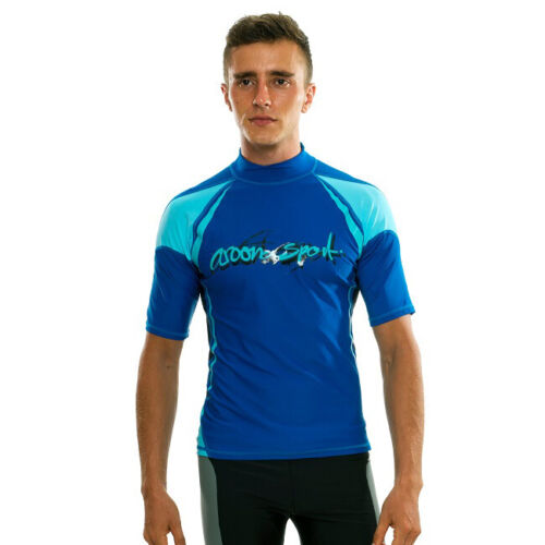 Kurzarm Herren Rash Guard Surfbekleidung Schwimmen blau Surfweste Schwimmhemden - Bild 11 von 20