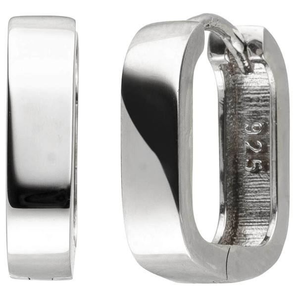 Paar Creolen 14,8X3,7Mm Aus 925 Silber Rhodiniert GläNzend Ohrringe Ohrschmuck-image