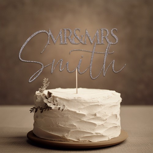 Ghirlanda Rustica Personalizzata Mr Mrs Anniversario Matrimonio Specchio Glitter Cake Topper - Foto 5 di 16