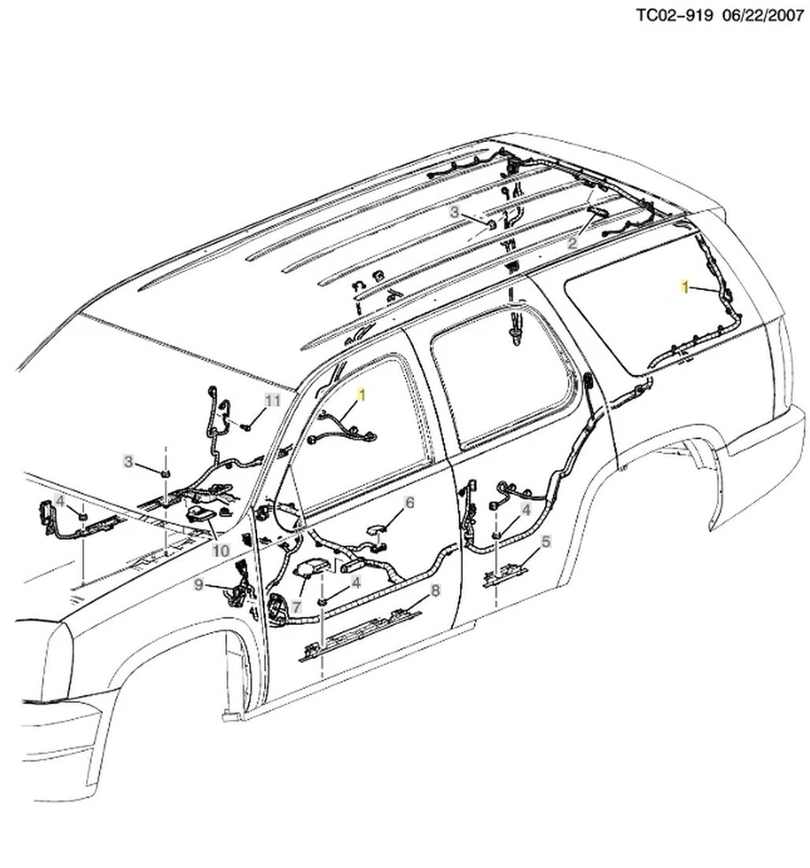 Novo NOS GM Body Wire Harness Assy 2012-2014 Chevrolet Tahoe 2012-2014 GMC Yukon - Imagem 2 de 4