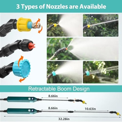 5L Electric Sprayer USB Rechargeable Handle 3 Nozzles Garden Sprayer for Lawn - Picture 4 of 8