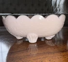 Jeanette Shell Pink Milk Glass Open Candy Dish 4 Toed Vintage