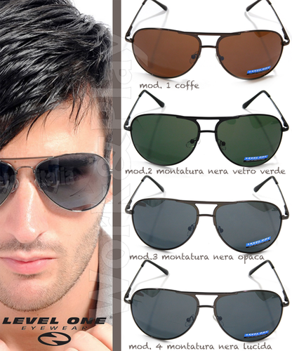 occhiali da sole LEVEL ONE uomo aviatore pilota moto auto guida Top Gun |  eBay