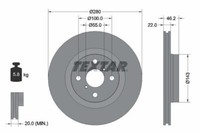 2X Textar 92287603 Bremsscheibe FüR Toyota
