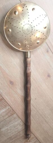 Historic Antique Brass Bed Warming Pan  - Picture 1 of 13