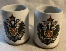 ( 2) Vintage Wien Austria Hassenpflug Vandarbeit Ceramic Beer Mug  Handled Cup