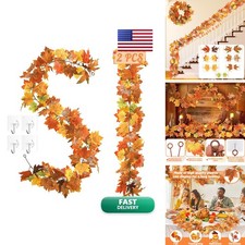 2Pack 11.8FT Fall Garland for Mantle Indoor Outdoor Thanksgiving Decor