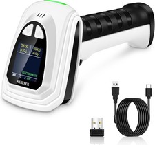 1D QR 2D Barcode Scanner Bluetooth Wireless Bar Code Scanner w/LCD Screen Voice