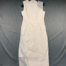 Elie Tahari Women's Sheath Dress Size 10 White Mesh Textured Sleeveless Back Zip