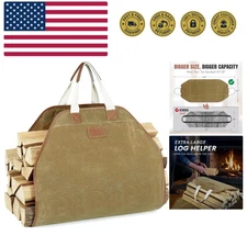 Canvas Log Carrier Bag,Durable Wood Tote,Fireplace Stove Accessories,Extra La...