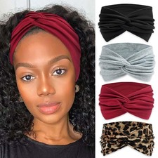 Women's Leopard Print Wide Headbands Boho Hair Accessories Style 135 4 Pack