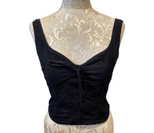 Princess Polly Black Eyelet Lace-Up Corset Top - Size US 4, Boho, Coquette
