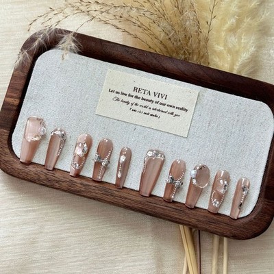 Luxury Gradient Cat Eye Press On Nails 2.8T French Glitter K-pop Korean Style Re