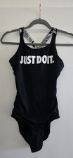 Nike Just Do It Girls One Piece Logo Swimsuit Size XL Black Worn Once EUC 