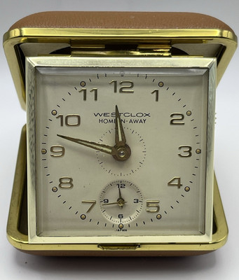 Westclox Vintage 1960s Folding Travel Alarm Clock Dual time Works 2903.3