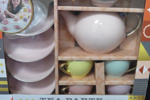 F.A.O. Schwarz 9 Piece Ceramic Tea Party Set for Kids, Pink Pot & Cups (NM)