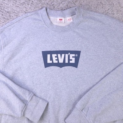 Levis Sweatshirt Mens XL Logo Crew Neck Pullover Terry Sweater Red Tab Relaxed