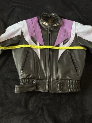 Women's Old School Motorcycle Leather Jacket IXS Flame Size S-M | eBay