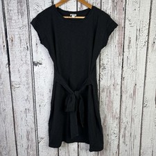 J. Crew (Factory) Women’s Small Black Tie Front Mini Dress Cotton Short Sleeves