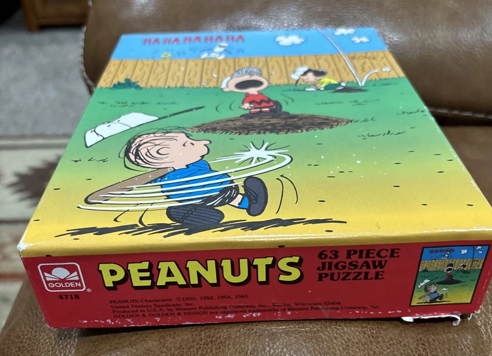 Golden Peanuts Baseball Charlie Brown Lucy Linus Snoopy 63 Pc Puzzle COMPLETE - Image 2 of 4