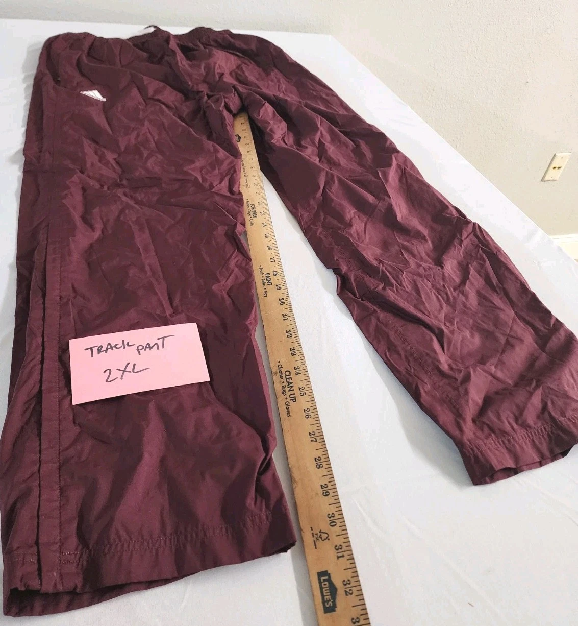 Vintage Adidas Track Pants Mens 2xl Burgundy Nylon Windbreaker