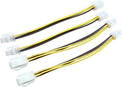 (4 Pack) 8Inch 4-Pin ATX CPU Power Adapter Cable, 12V Motherboard Power Extensio