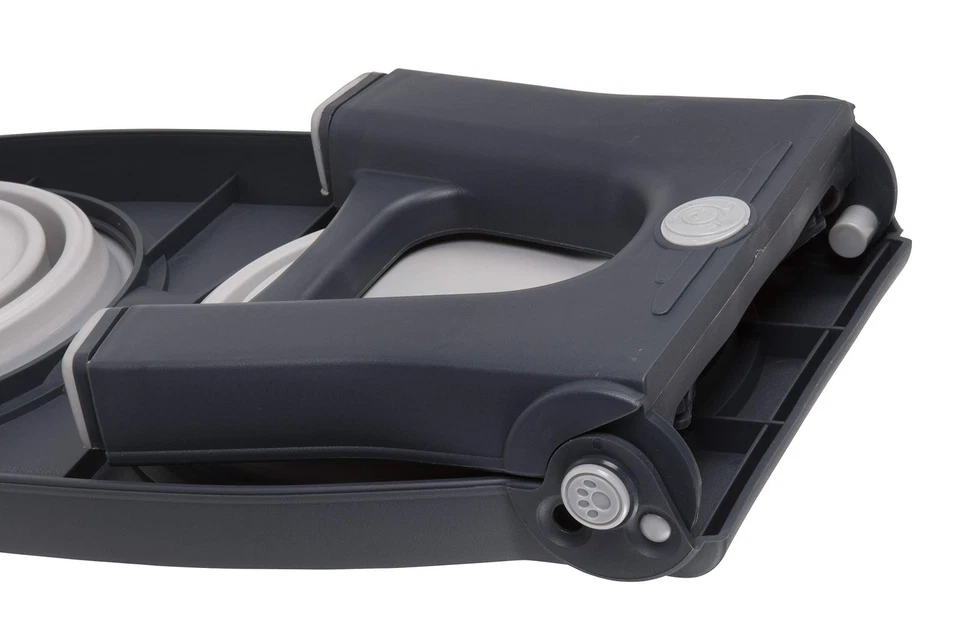 Alimentador doble para mascotas de altura ajustable, gris claro Foto 3 de 4