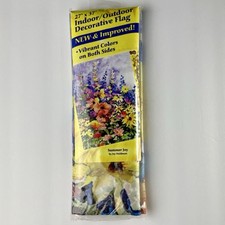 Summer Flowers Garden Flag 27" x 37" Hummingbird Haven Banner Cottagecore Floral