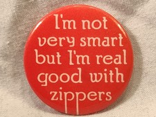 Vintage Humorous Smart VS Sexy Sexual Relations Implied Pinback Button 1988