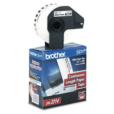 Brother Genuine DK-2214 Continuous Length Black on White Paper Tape for Brother