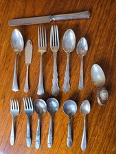 Lot Of Vintage Antique flatware including Small Baby spoons fork Silverplate