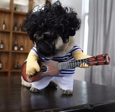 Pet Guitar Costume - Funny Dog Outfit for Halloween Christmas Party (L)