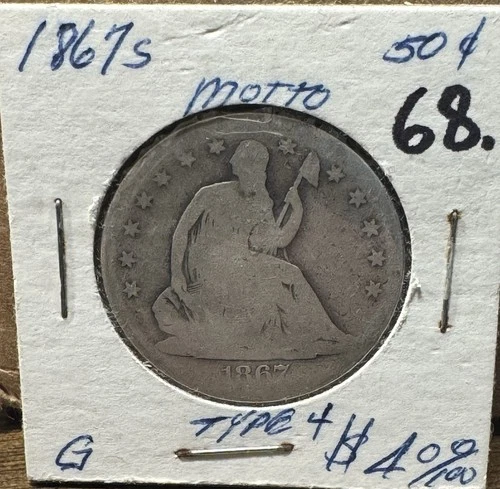 1867-S 50c Seated Liberty Silver Half Dollar ~ Good Details