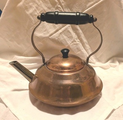 Vintage Copper Craft Guild Teapot Tea Kettle Wood Handle