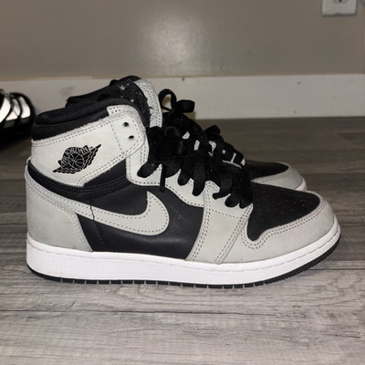 Jordan Air Jordan 1 Mid Kids Mid Top Sneakers Black Gray White US 4Y